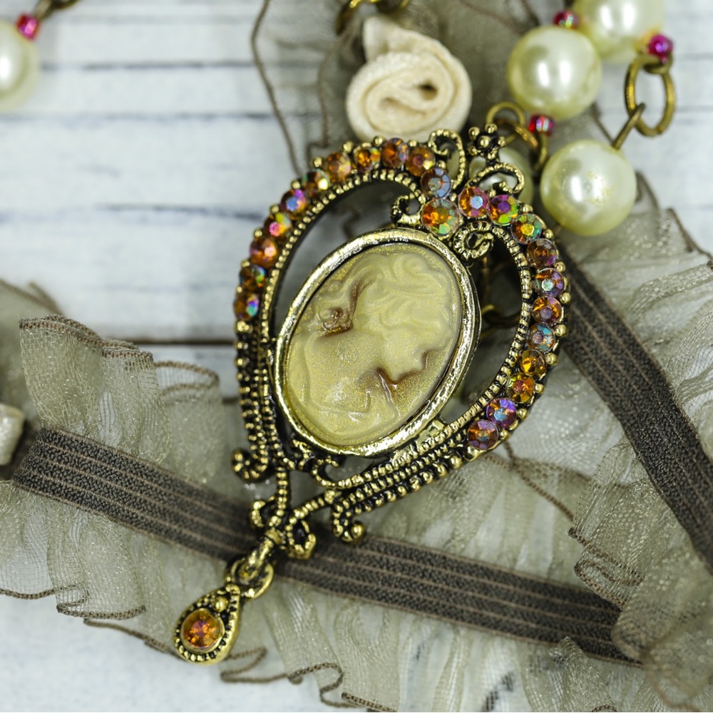 Upcycled Cameo necklace.